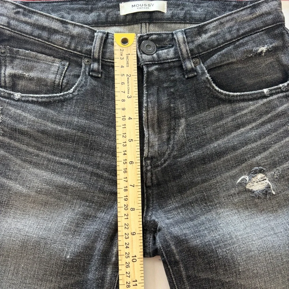 Moussy Vintage Skinny Jeans Womens Size 25 Faded Black Distressed Denim Japan‎